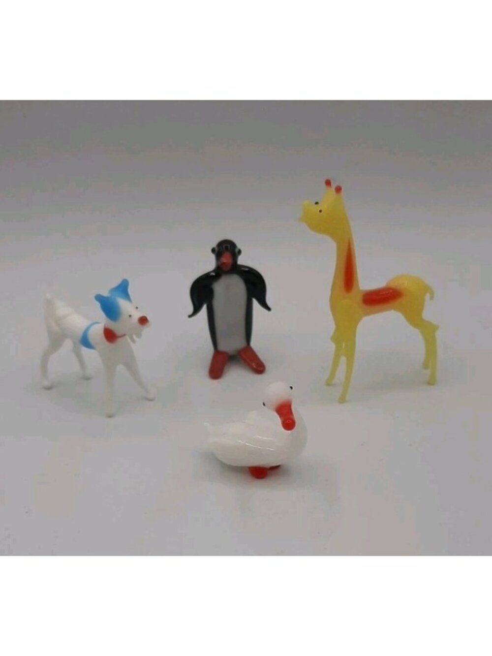Vtg Murano Style Hand Blown Glass Miniature Figurines Giraffi Duck Dog Penquin